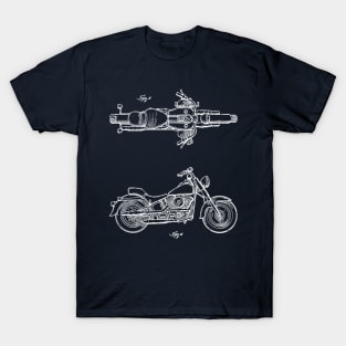 Motorcycle Vintage Patent Drawing T-Shirt